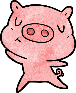 Bir insan tarafından çizilmiş çizgi film içerikli domuz.