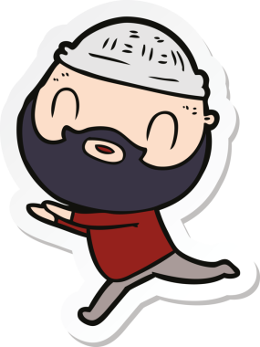 Bir insan tarafından çizilmiş sakallı bir adamın çıkartması.