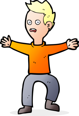 Bir insan tarafından çizilen panikleyen karikatür adamı.