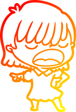 Bir insan tarafından yüksek sesle çizilmiş bir çizgi film kadını çizimi.