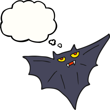 Bir insan tarafından çizilmiş serbest çizim balon karikatür cadılar bayramı yarasası