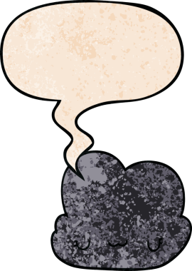 Bir insan tarafından çizilmiş geçmişe dönük konuşma baloncuklu şirin çizgi film bulutu.