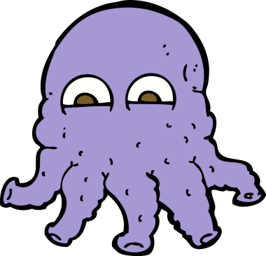 Bir insan tarafından çizilmiş uzaylı mürekkep balığı yüzü.