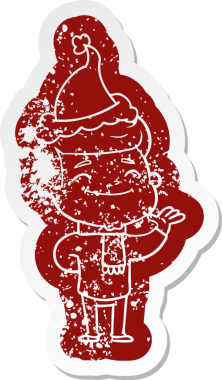 Mutlu çizgi film, Noel Baba şapkası takan bir adamın insan tarafından çizilmiş sıkıntılı çıkartması.