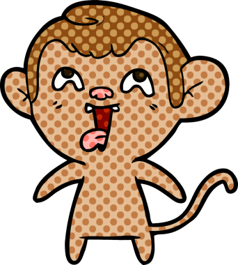 Bir insan tarafından çizilmiş çılgın çizgi film maymunu