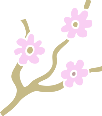 Bir insan tarafından çizilmiş çiçekli düz renk çizim karikatür dalları