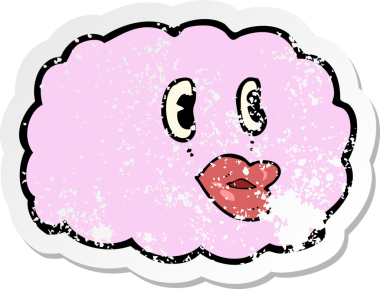 Bir insan tarafından çizilmiş karikatür bulut sembolünün gerilimli yapıştırması.