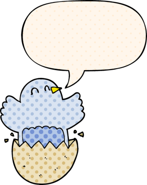 Bir insan tarafından çizilmiş, çizgi roman tarzında konuşan tavuklu karikatür.