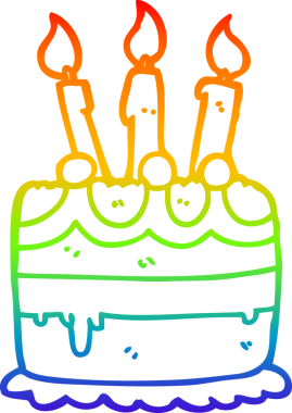 gökkuşağı gradyan çizgisi bir insan tarafından çizilmiş bir doğum günü pastası