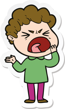 Bir insan tarafından çizilmiş öfkeli bir adamın karikatür çıkartması.