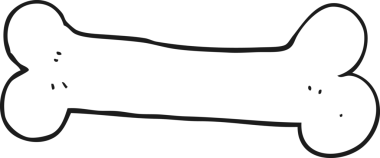 Bir insan tarafından çizilmiş siyah beyaz karikatür kemiği.