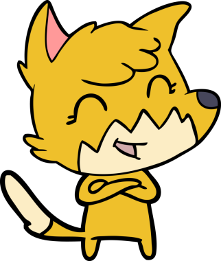 Bir insan tarafından çizilmiş mutlu çizgi film tilkisi.