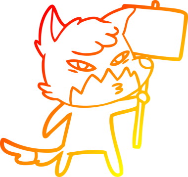 Bir insan tarafından çizilmiş akıllı bir tilkinin sıcak çizgi çizimi