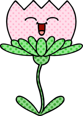 Bir insan tarafından çizilmiş bir çiçeğin karikatürü.