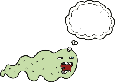 Bir insan tarafından çizilmiş düşünce balonlu çizgi film hayaleti.