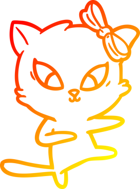 Bir insan tarafından çizilmiş çizgi film kedisinin sıcak çizgi çizimi