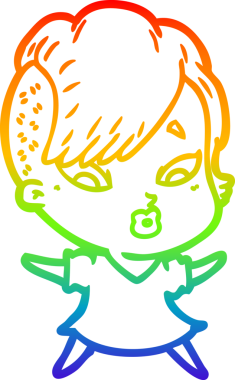 gökkuşağı gradyanı çizimi bir çizgi film kızı şaşırttı bir insan tarafından çizildi