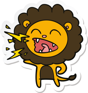 Bir insan tarafından çizilmiş kükreyen aslanın çıkartması.