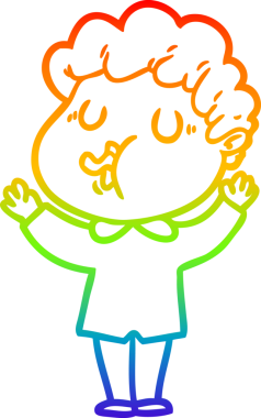 Gökkuşağı gradyan çizimi bir insan tarafından çizilmiş bir çizgi film karakteri.