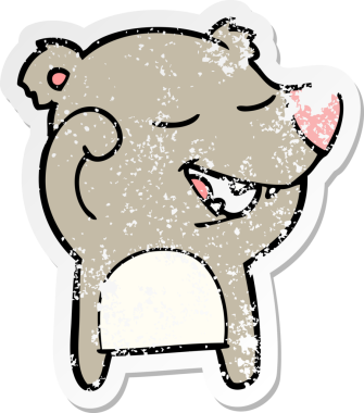 Bir insan tarafından çizilmiş karikatür ayısının sıkıntılı çıkartması.