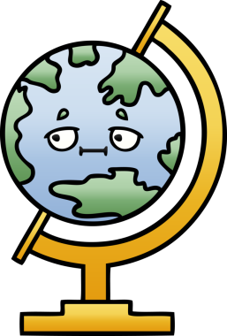 Bir insan tarafından çizilmiş dünyanın gölgeli bir karikatürü.