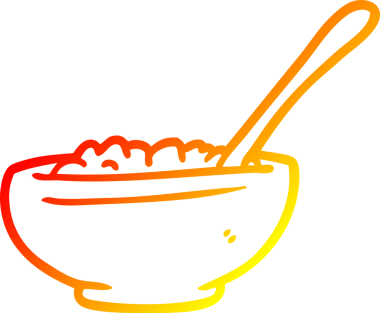 Bir insan tarafından çizilmiş bir kase pirincin ılık gradyan çizgisi