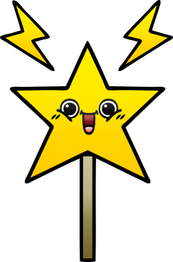 Bir insan tarafından çizilmiş sihirli değneğin gölgeli çizgi filmi.