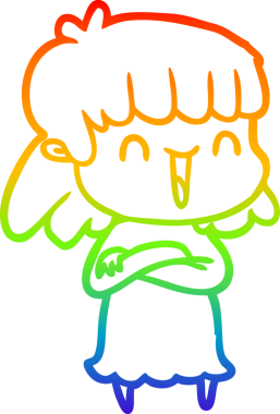 gökkuşağı gradyan çizimi bir insan tarafından çizilmiş bir karikatür kadın