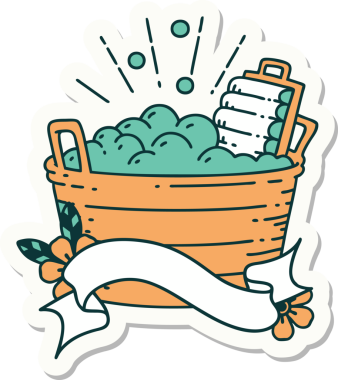 Dövme stili eski bir leğen ve bir insan tarafından çizilmiş bir kase.