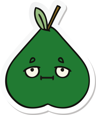 Bir insan tarafından çizilmiş şirin bir armut çıkartması.