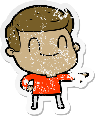 Bir insan tarafından çizilmiş, karikatür dostu bir adamın sıkıntılı çıkartması.