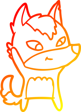 Bir insan tarafından çizilmiş dost canlısı bir kurt çizgi çizimi.