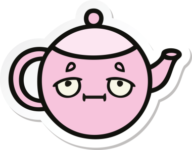 Bir insan tarafından çizilmiş şirin bir çaydanlığın çıkartması.