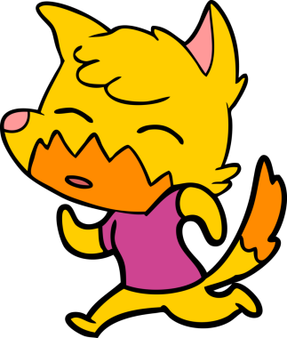 Bir insan tarafından çizilmiş tilki çizgi film karakteri