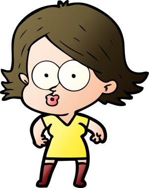 Çizgi film kızı somurtuyor bir insan tarafından