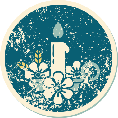 Bir insan tarafından çizilmiş mum tutacağının sembolik dövmeli görüntüsü