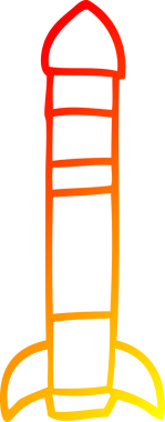 Bir insan tarafından çizilmiş bir çizgi roketin sıcak eğik çizgi çizimi