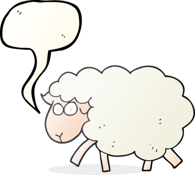 Bir insan tarafından çizilmiş serbest konuşma balonu karikatürü koyunu