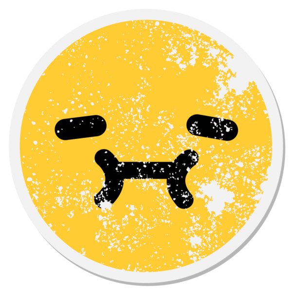 Bir insan tarafından çizilmiş yorgun yüz dairesel etiketi