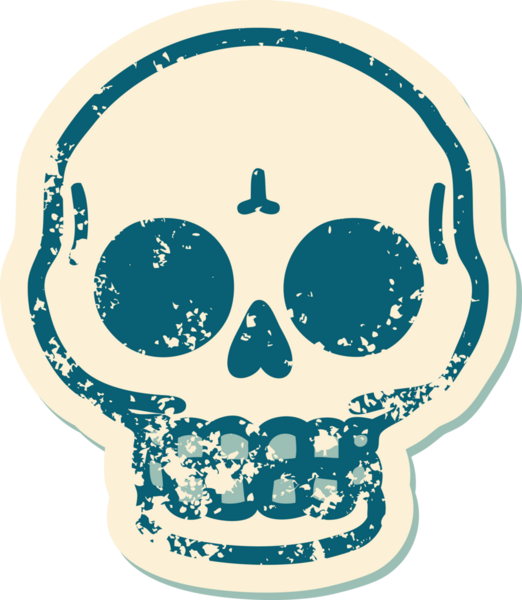 Bir insan tarafından çizilmiş bir kafatasının sembolik dövmeli görüntüsü.