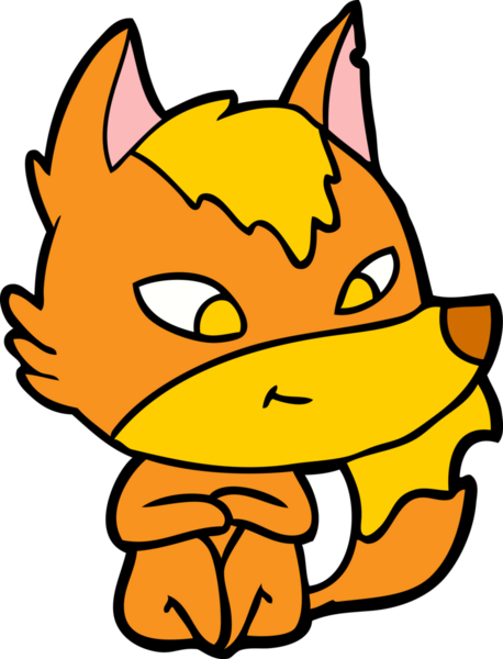 Bir insan tarafından çizilmiş tilki çizgi film karakteri