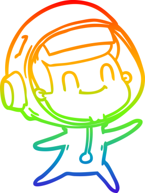 gökkuşağı gradyan çizimi mutlu bir çizgi astronot çizimi bir insan tarafından çizildi