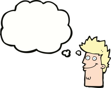 Bir insan tarafından çizilmiş düşünce baloncuğuyla mutlu adam yüzü