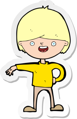 Bir insan tarafından çizilmiş mutlu bir adamın çıkartması.