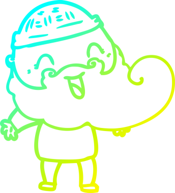 Bir insan tarafından çizilmiş mutlu sakallı bir adamın soğuk hava çizgisi.