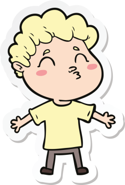 Bir insan tarafından çizilmiş karikatür adamın çıkartması.