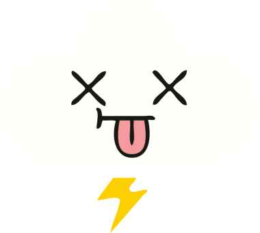 Bir insan tarafından çizilmiş bir gök gürültüsü bulutunun düz renk retro karikatürü