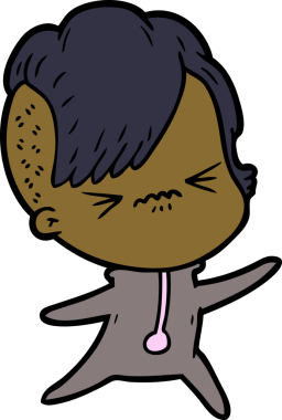 Çizgi film, bir insan tarafından çizilmiş sinirli hippi kız.