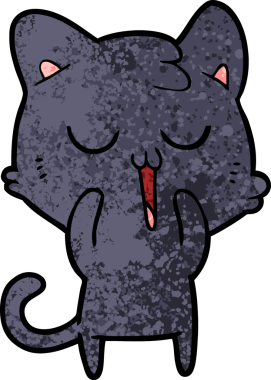 Bir insan tarafından çizilmiş sevimli çizgi film kedisi.