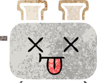 Bir insan tarafından çizilmiş bir tost makinesinin retro çizim stili karikatürü